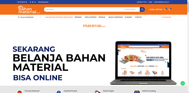 Website Development Services for Building Supplies Bahanmaterial.com